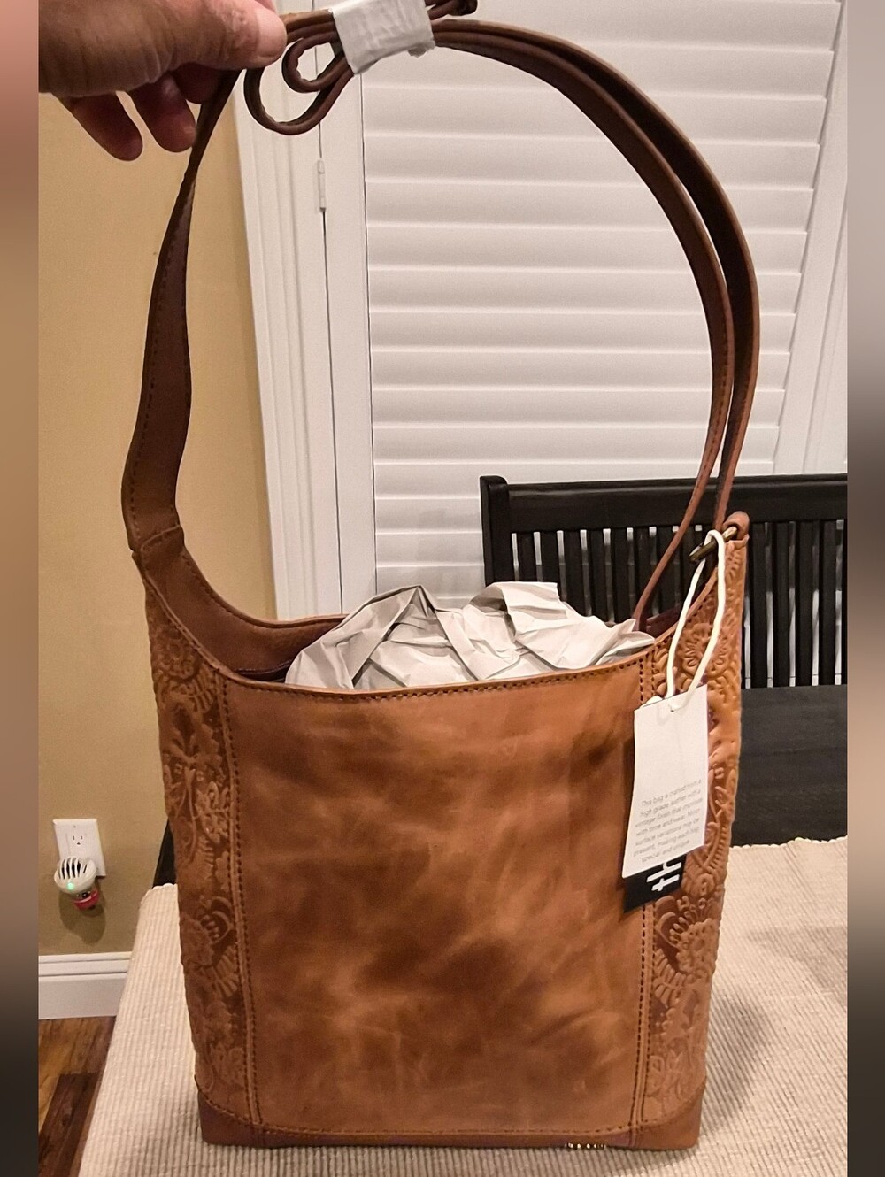 The Sak Tan Leather Embossed Shoulder Bag